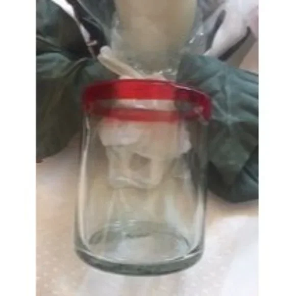 Hand Blown Glass Hand Made Clear With Ruby Red Rim Trim Juice Tumbler Whiskey - Picture 4 of 5